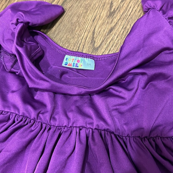 Dot Dot smile Dress- Solid Purple - Empire - Picture 3 of 3